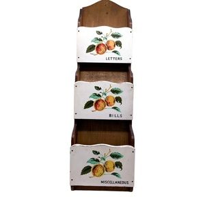 Vintage Wooden Letter Bill Holder Wall Organizer